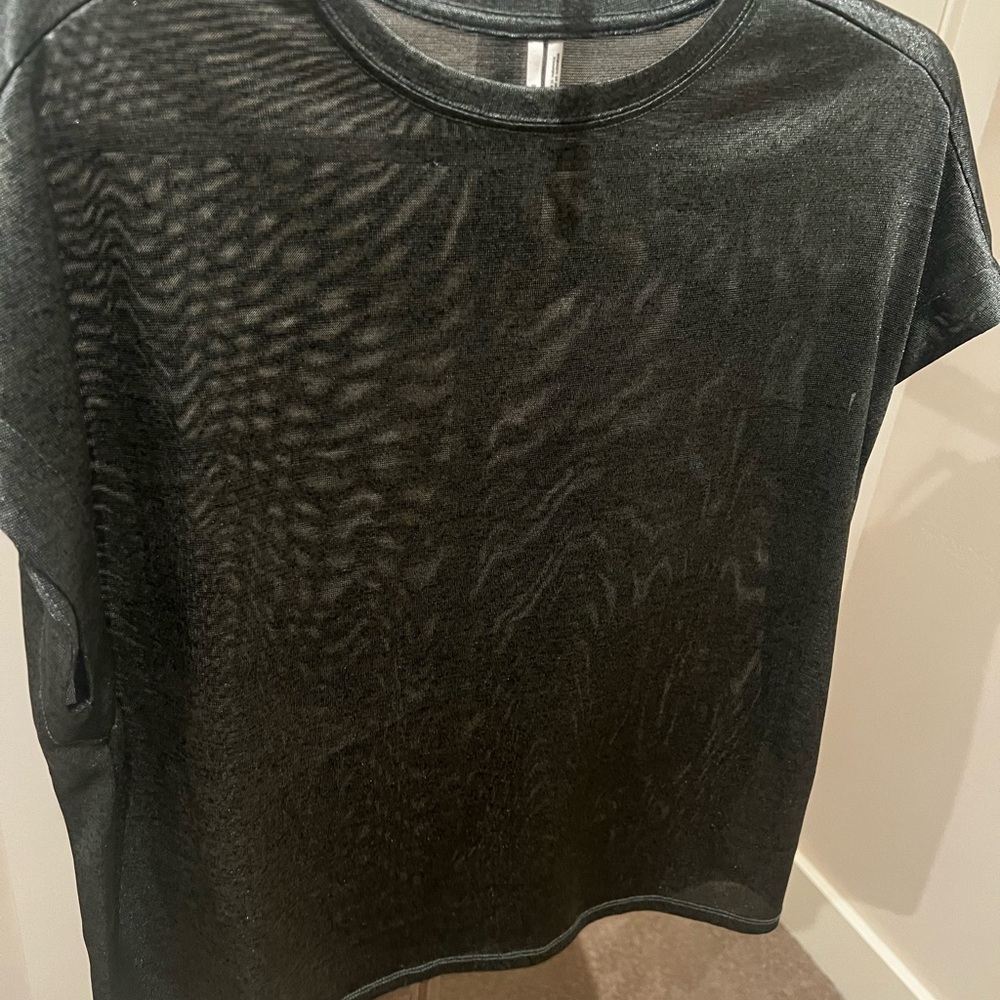Anthropologie Sheer Green Short Sleeve Top